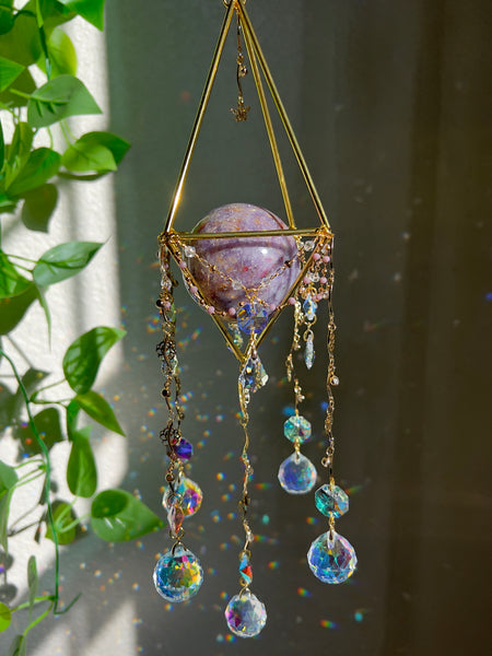 E. Sparkle Lepidolite sun catcher