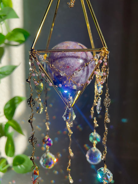 E. Sparkle Lepidolite sun catcher