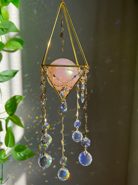F. Aura Rose Quartz sun catcher