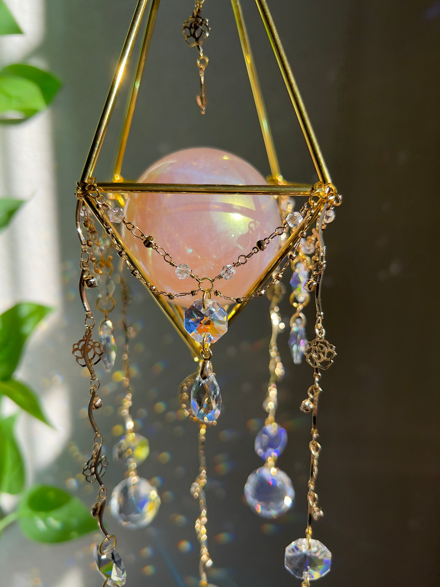 F. Aura Rose Quartz sun catcher