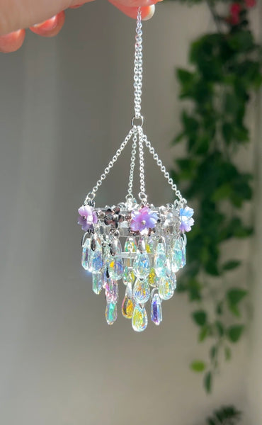 Silver Floral mini Chandelier Suncatchers