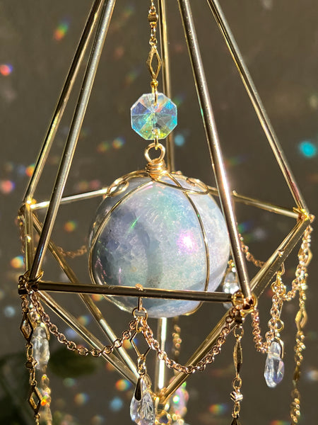 101. Pre order Hanging aura Celestite sphere