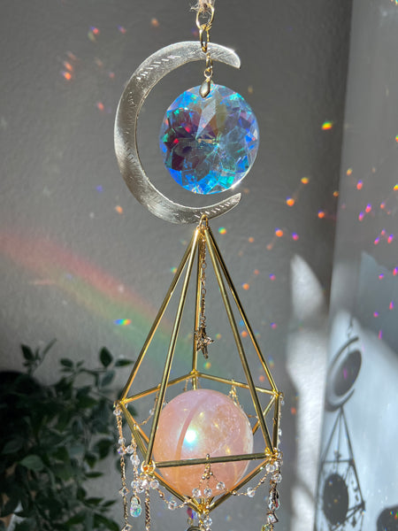 12. Aura Rose Quartz sphere
