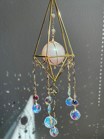 46. Hanging Aura Rose Quartz sphere